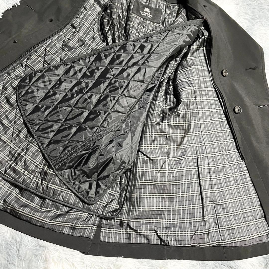 極美品　バーバリーブラックレーベル トレンチコート ライナー付 ベルト 黒 S