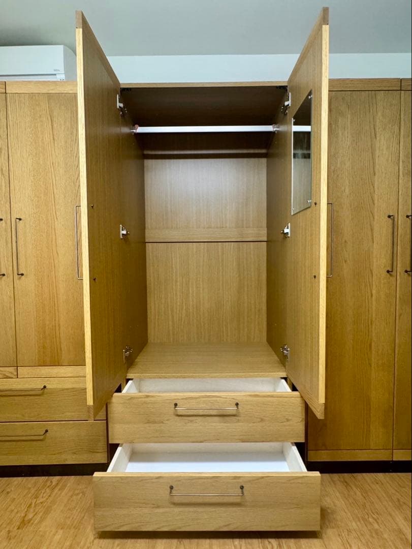 【美品】ナチュラルウッド 2ドアクローゼット