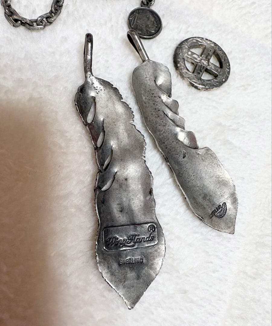 ウイングハンズ シルバーネックレス フェザー パーツ まとめ売り