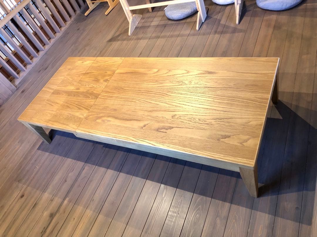 オーク材 伸長ローテーブル W130~180