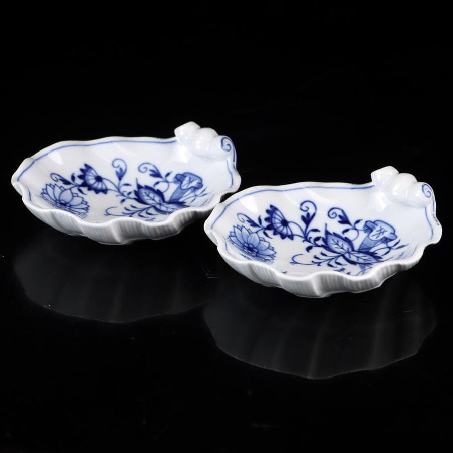 Y3309-5 マイセン ブルーオニオン シェル型ディッシュ 2枚セット　 CC