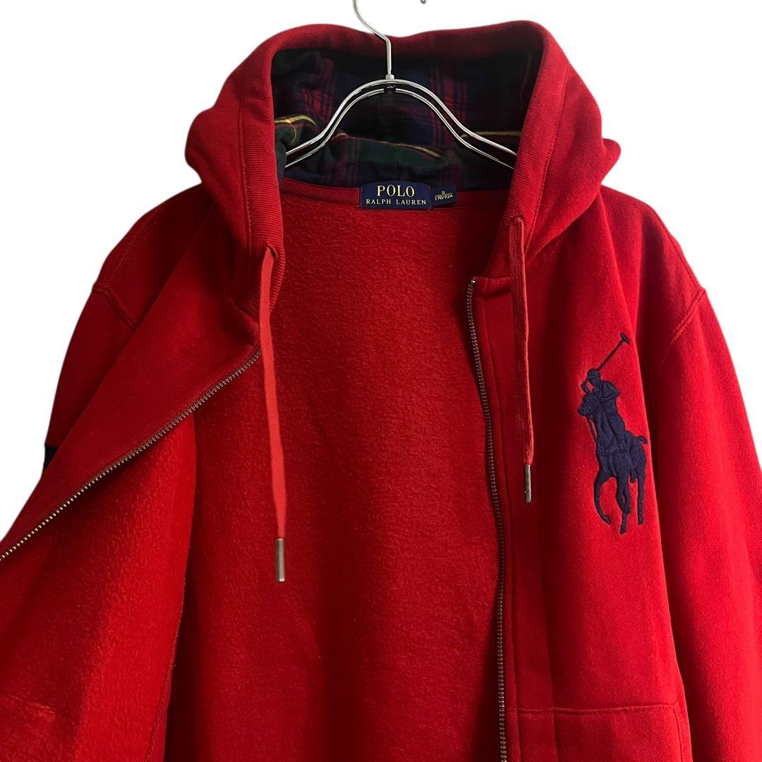 ポロラルフローレン ダブルジップパーカー ビッグポニー フルジップ レッド 美品