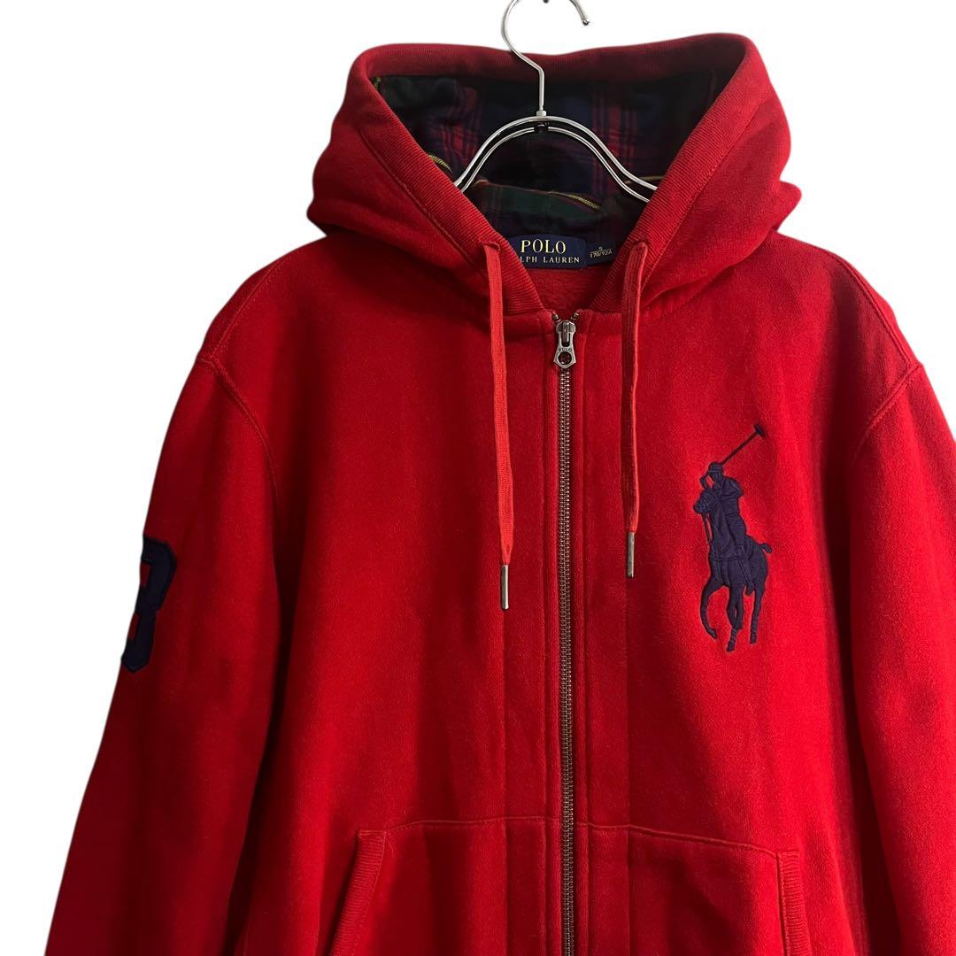 ポロラルフローレン ダブルジップパーカー ビッグポニー フルジップ レッド 美品