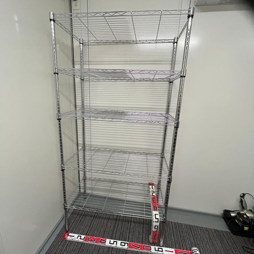 送料込み★中古★メタルラック 5段 クローム仕上げ★高さ1800幅900