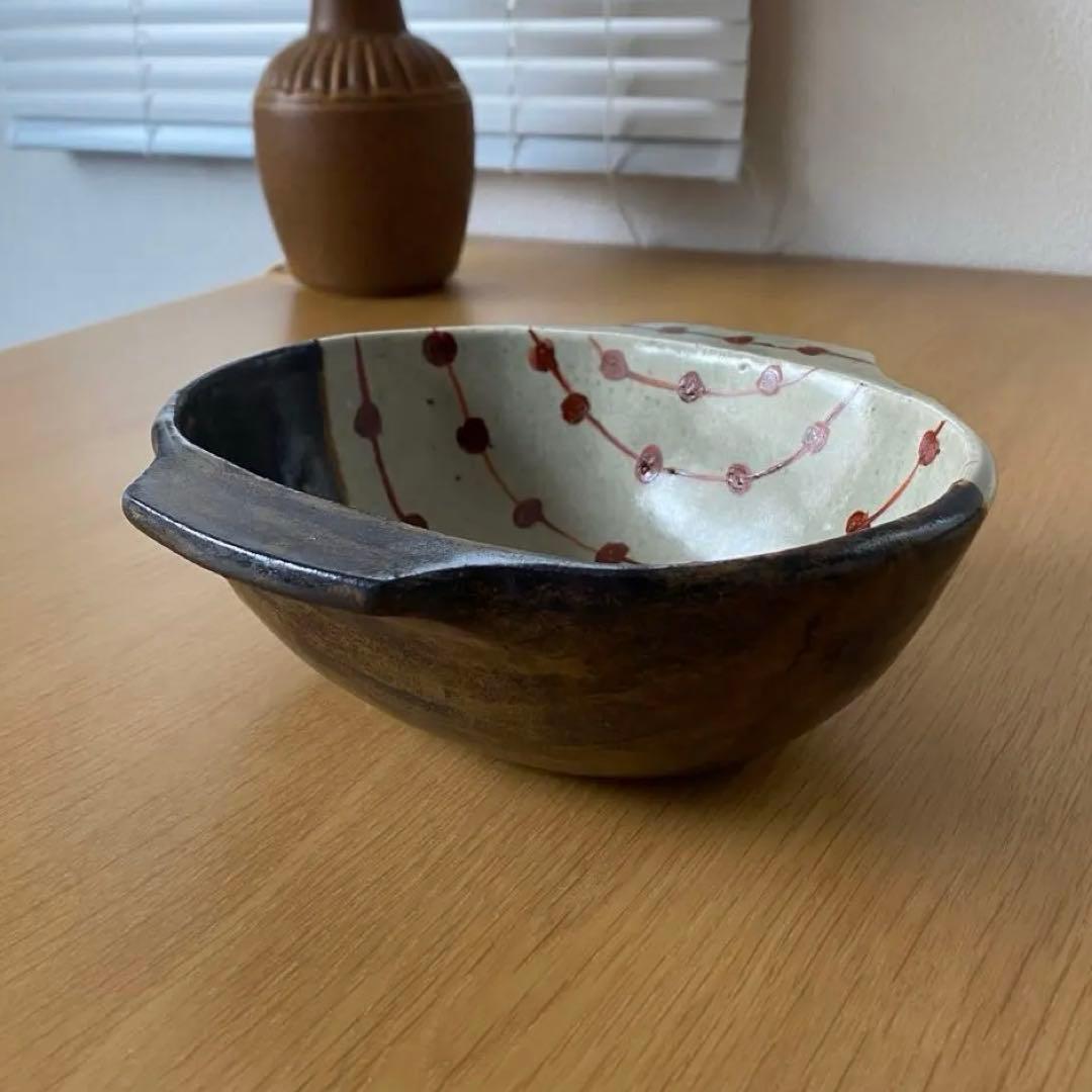 民藝 岩井窯 山本教行 耳付楕円鉢 大サイズ