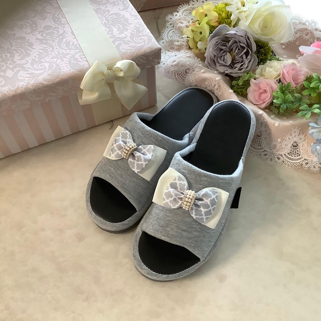 ❤️ビジューリボン❤️クッションスリッパ❤️プレゼントにも❤️モロッカン❤️49