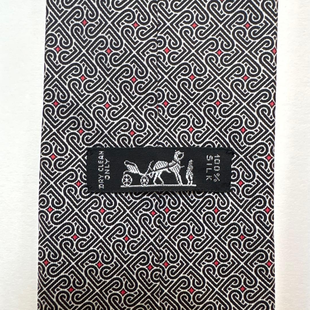 美品 エルメス ネクタイ うずまき柄 白黒
