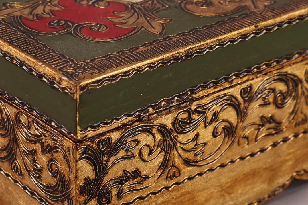 アンティーク雑貨　イタリア金箔工芸 デコ フィオレンティーノ　トレイ　小箱　冊子