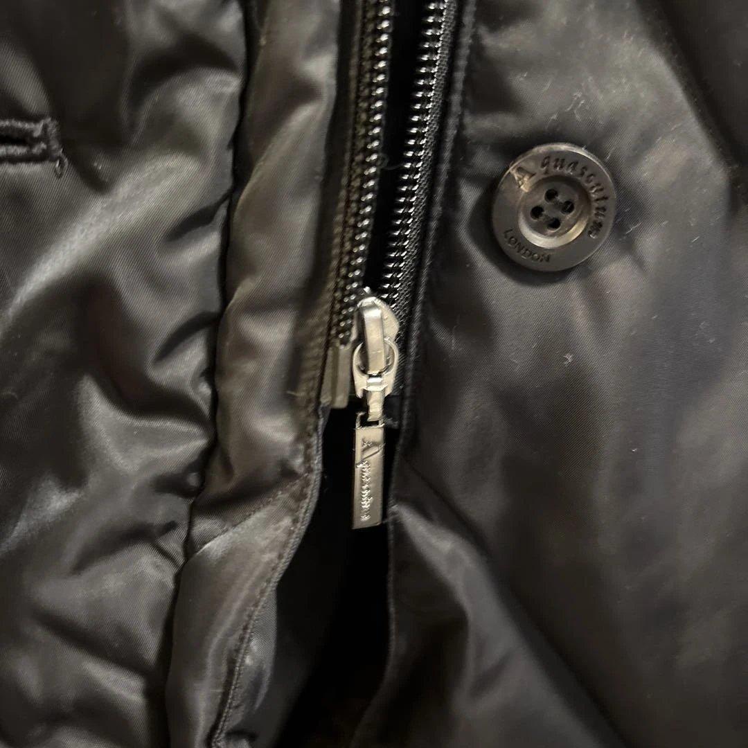 Aquascutumダークグレー ダウンロングコートファー付き/Lサイズ