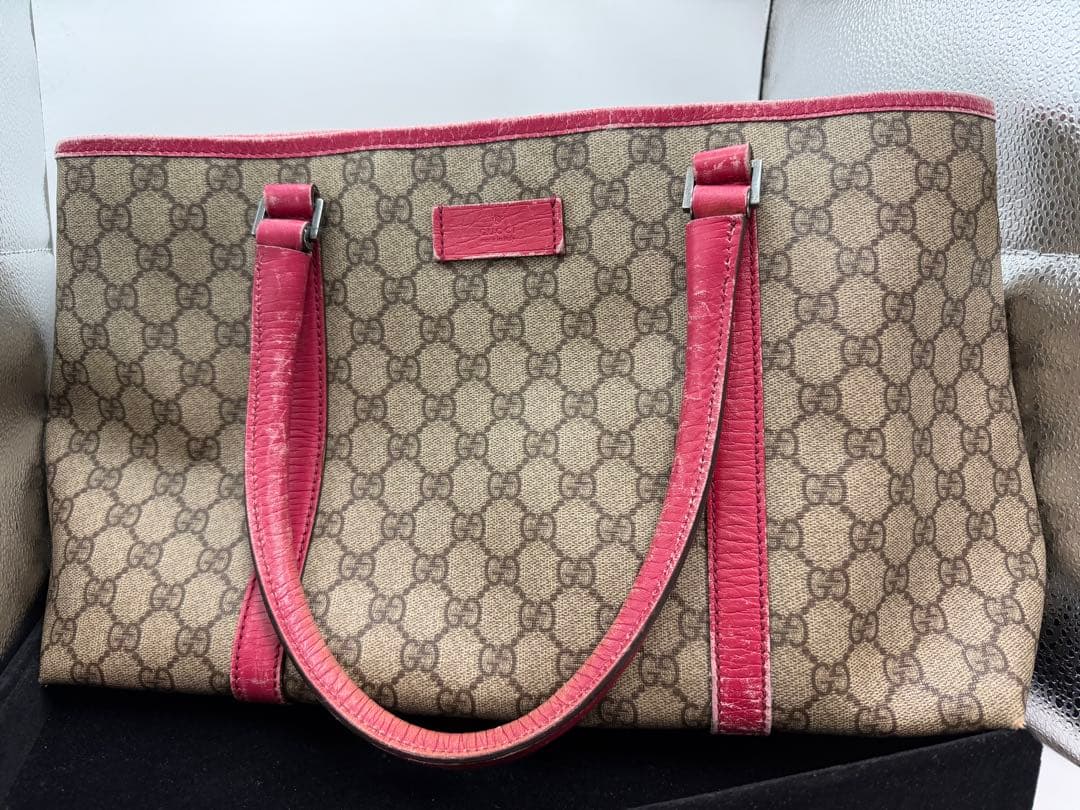 Gucci モノグラム トートバッグ ベージュ/ピンク