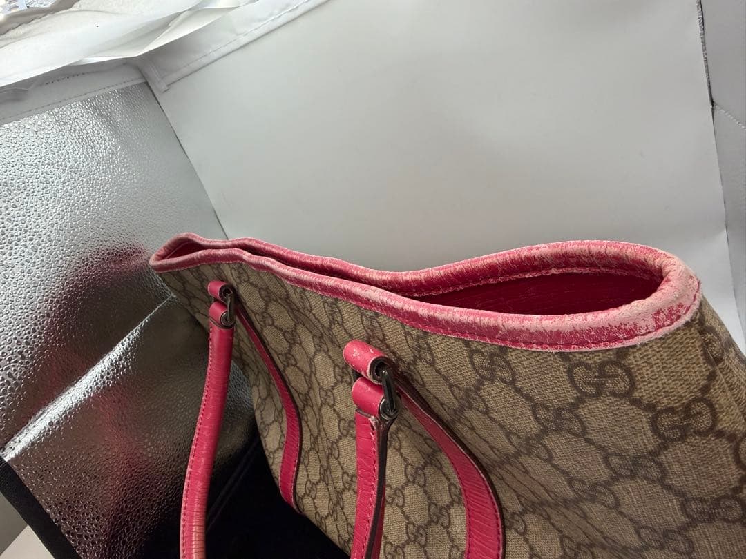 Gucci モノグラム トートバッグ ベージュ/ピンク