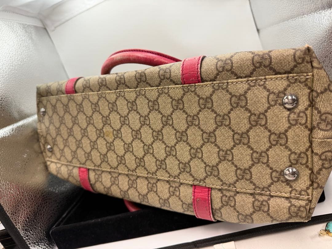 Gucci モノグラム トートバッグ ベージュ/ピンク