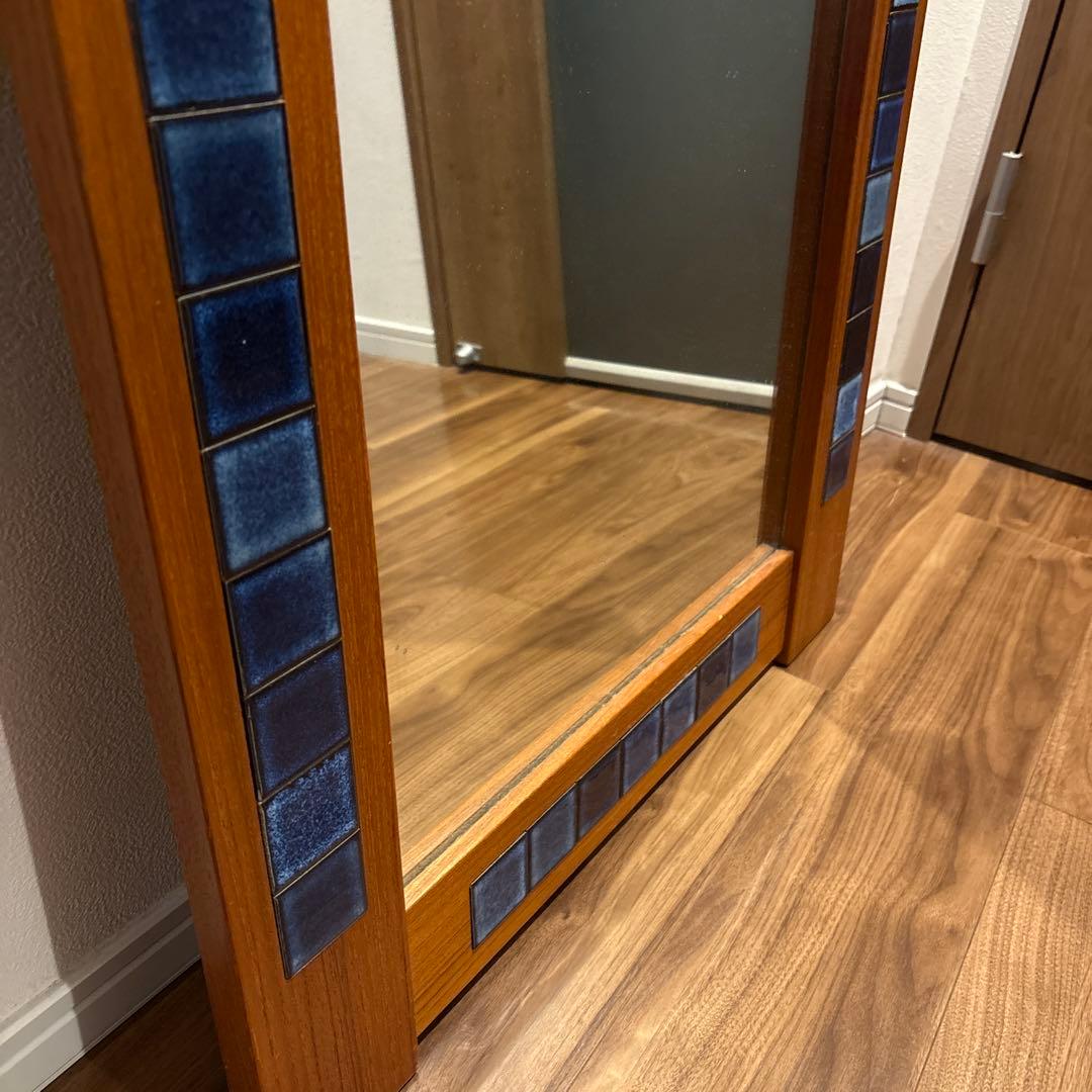 デンマーク製　タイルミラー　壁掛け/立掛け　北欧　家具