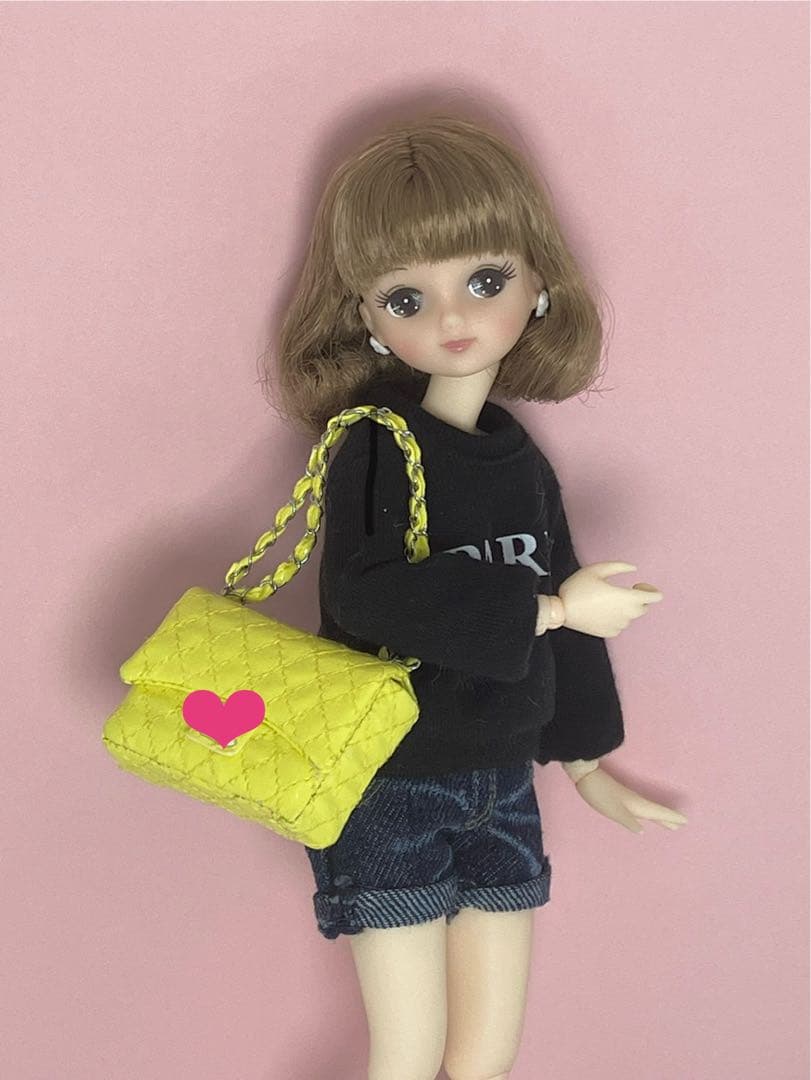 ★ハンドメイド★ ミニチュア チェーンバッグ エナメル レモンイエロー