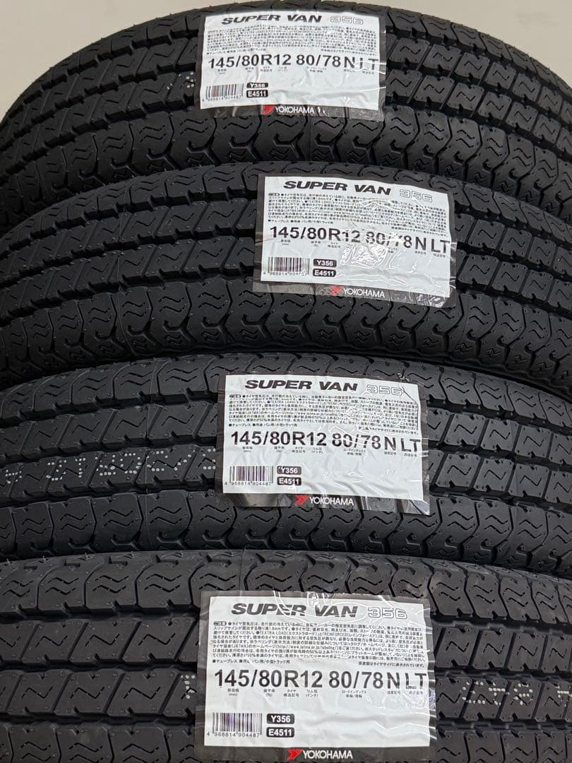 19【送料込み】ヨコハマタイヤ 145/80R12 80/78 Y356 4本