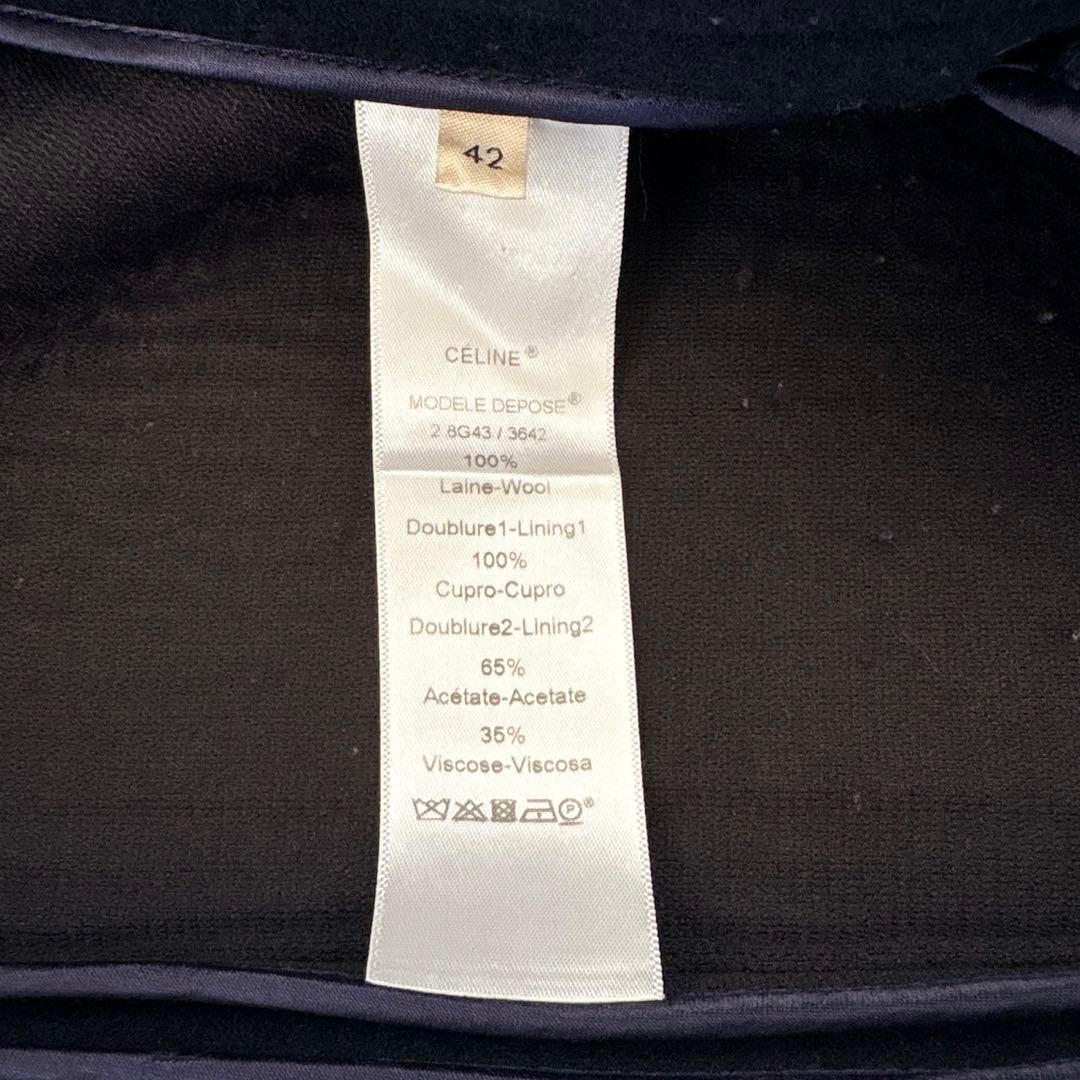 セリーヌ CÉLINE フィービー期 ノーカラークロンビーコート ネイビー 42