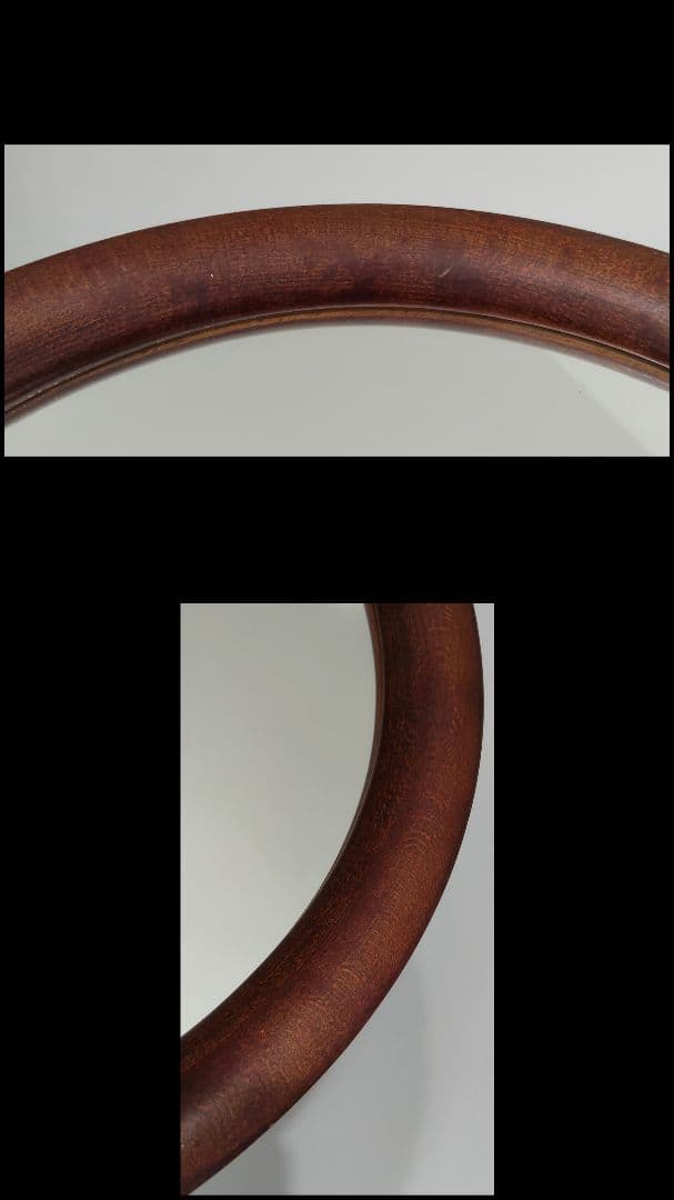 木製 曲木鏡 レトロ 円形 ウォールミラー 壁掛け鏡 秋田木工風 訳あり