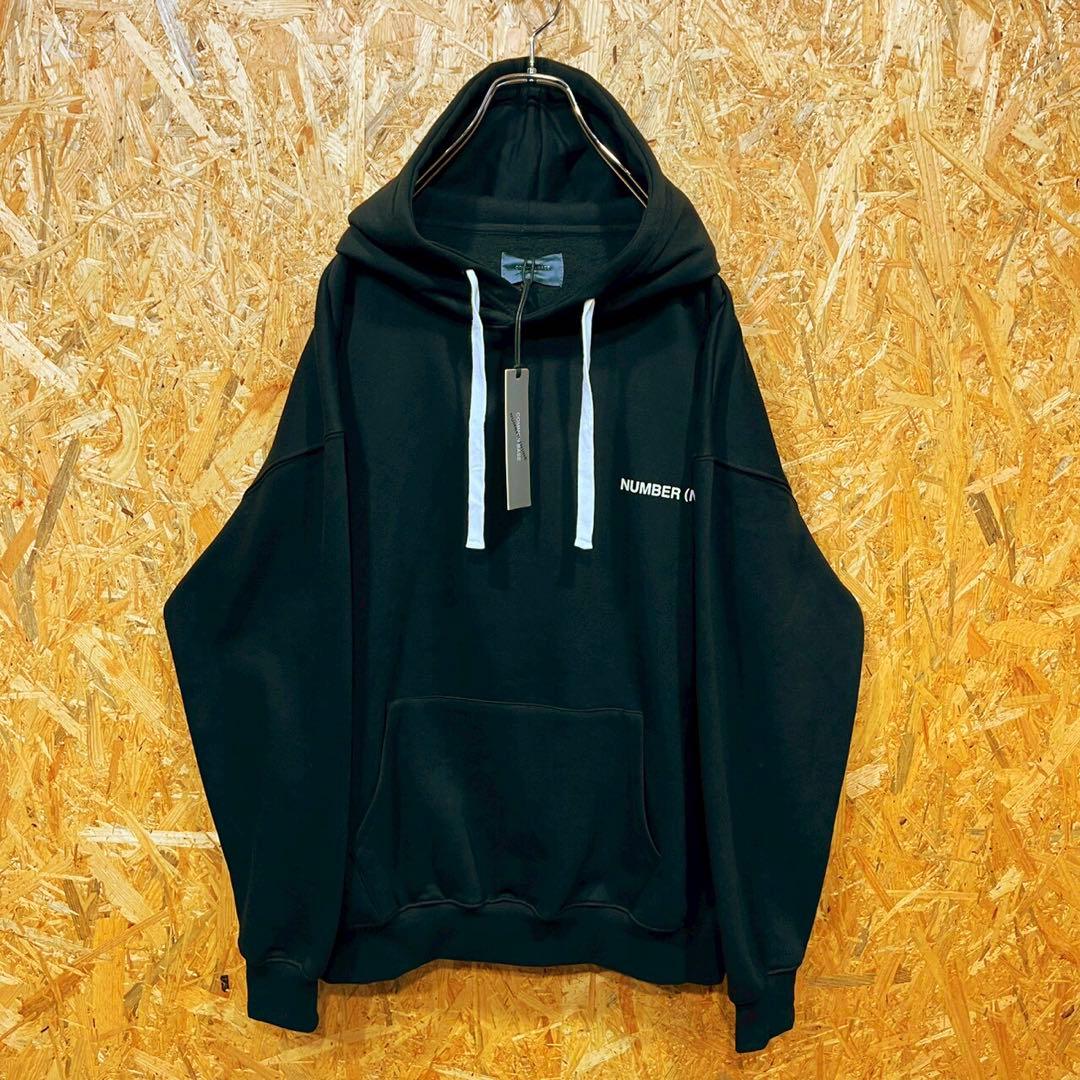 送料無料 ナンバーナイン プリントロゴ 限定コラボ ゆるだぼ スウェットパーカー
