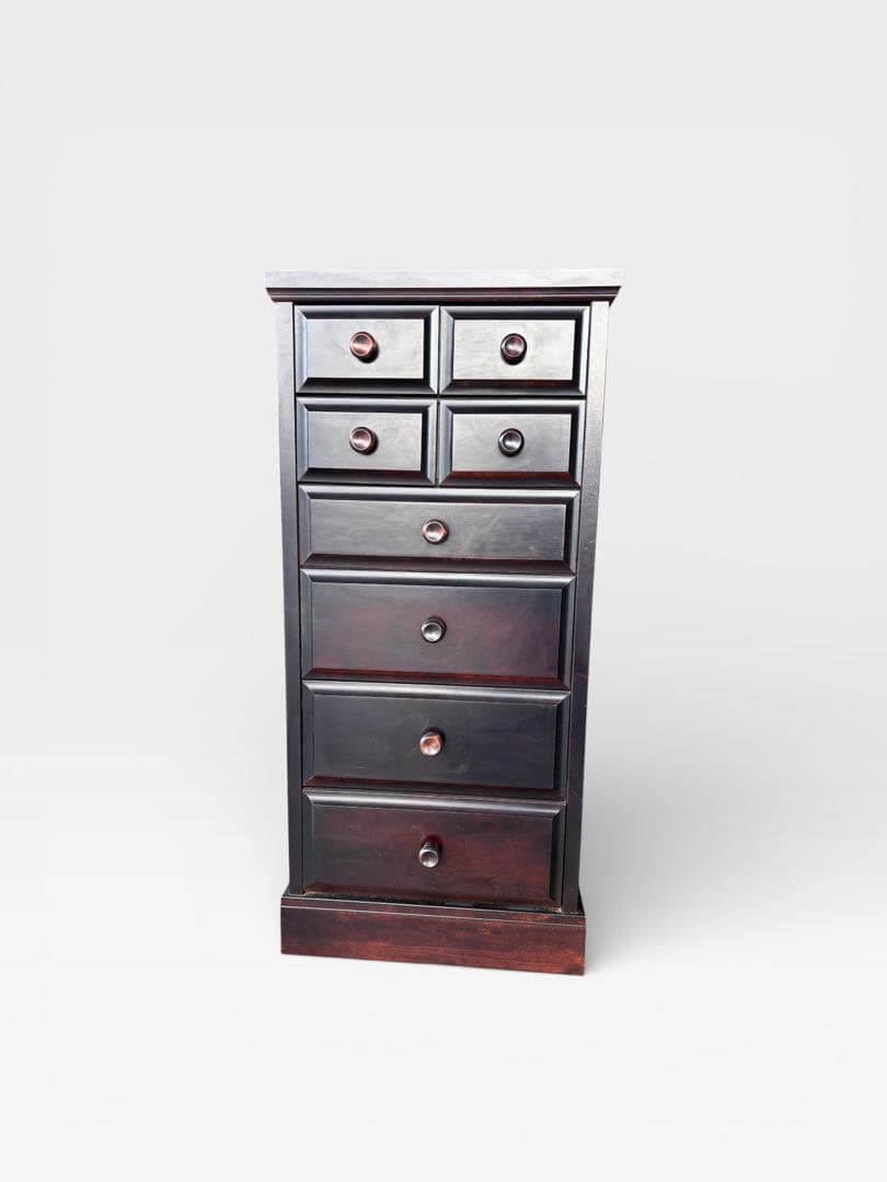 ダークブラウン木製チェスト 引き出し