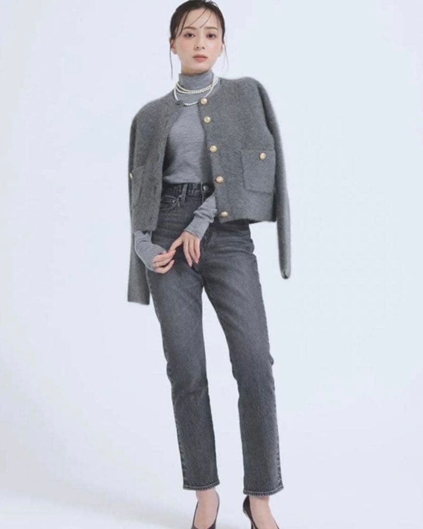 anuans アニュアンス Slim straight denim グレー