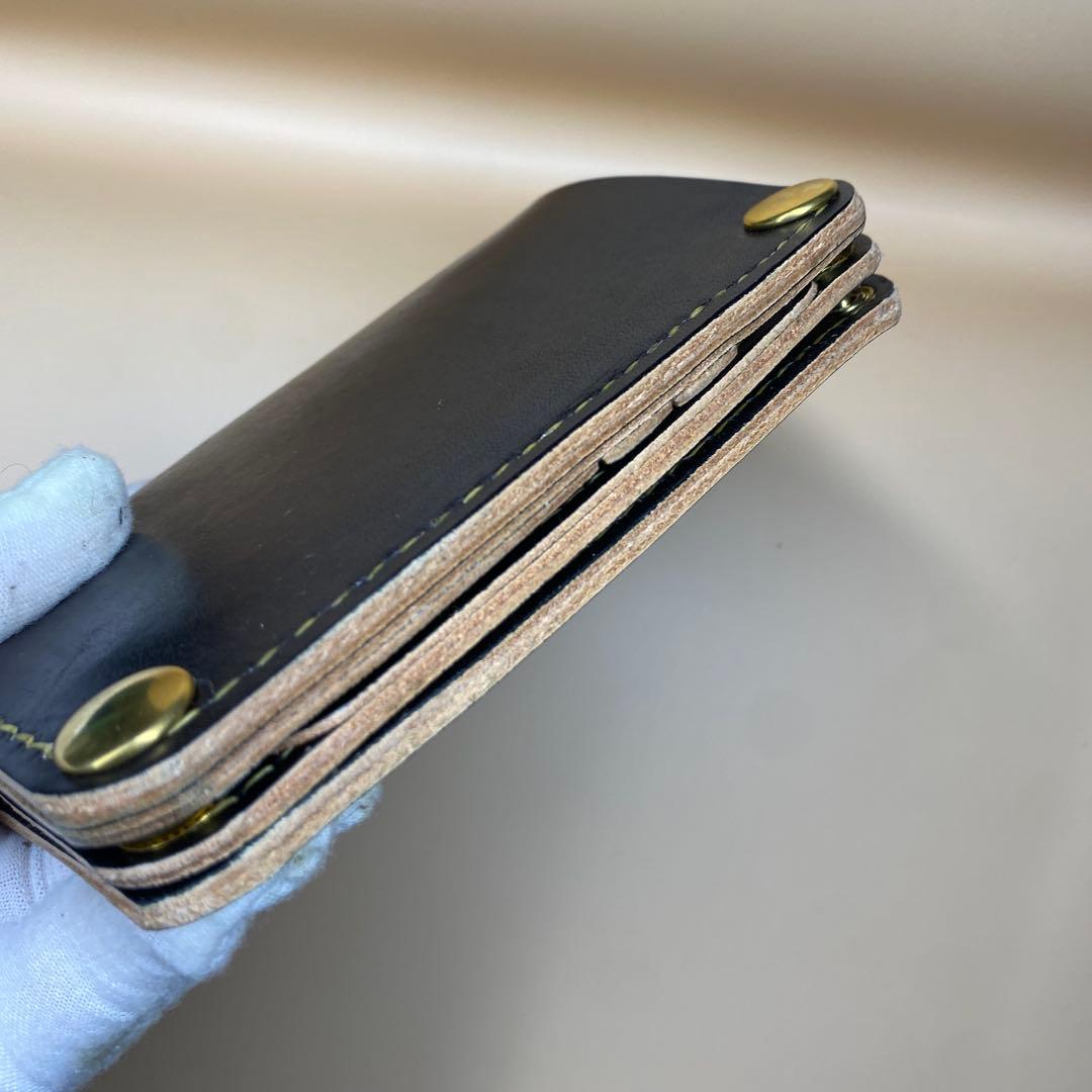[値下] 無骨 艶 手染め 茶芯 お札折らずに収納ミドルトラッカーウォレット