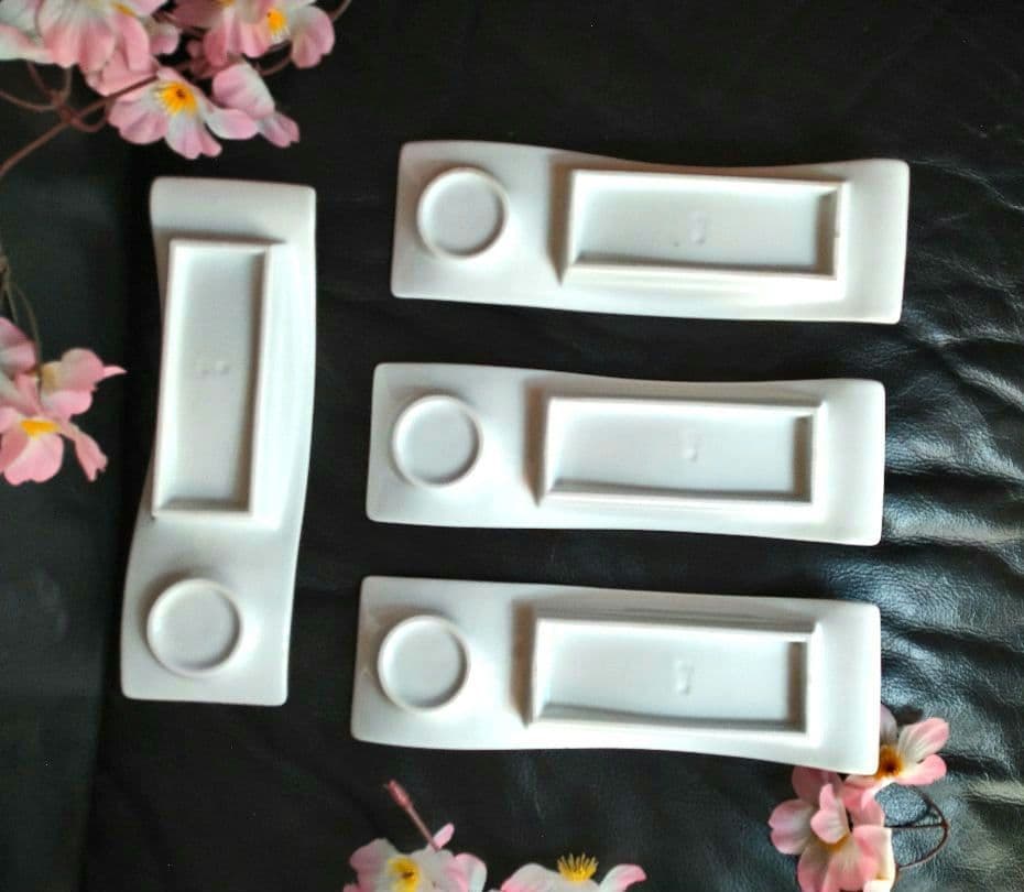 ♥素敵な演出♥【豪華に８角切子グラス】♥【2ステージ演出素敵な白長皿】ダブル４組