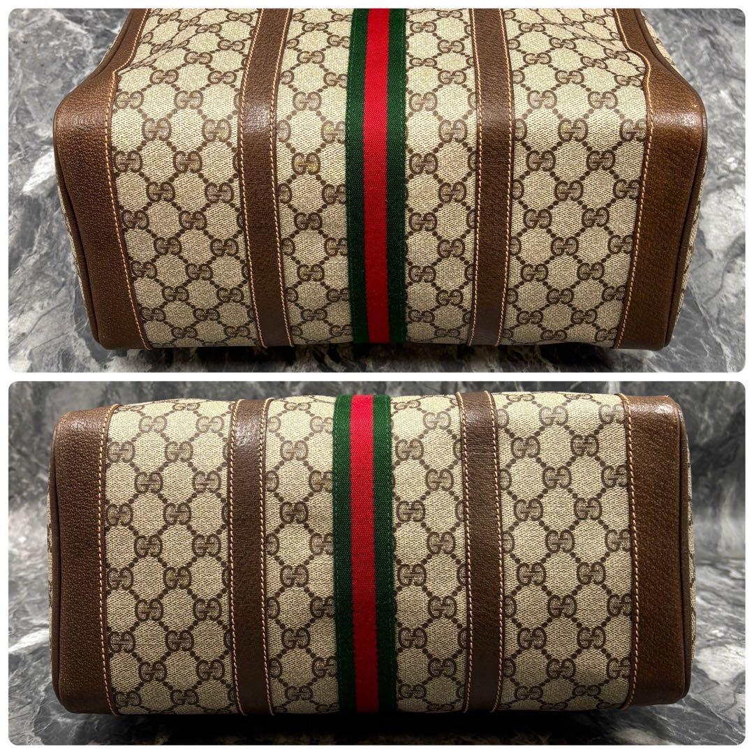 ✨極美品✨GUCCI シェリーライン GG レザー ブラウン ボストンバッグ
