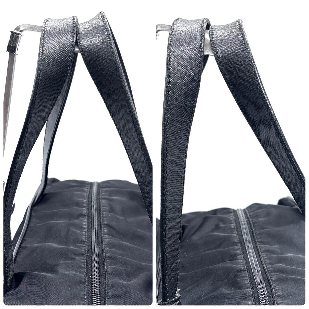 プラダ　ボストンバッグ　2way キャリー　大容量　パドロック　三角ロゴ　黒