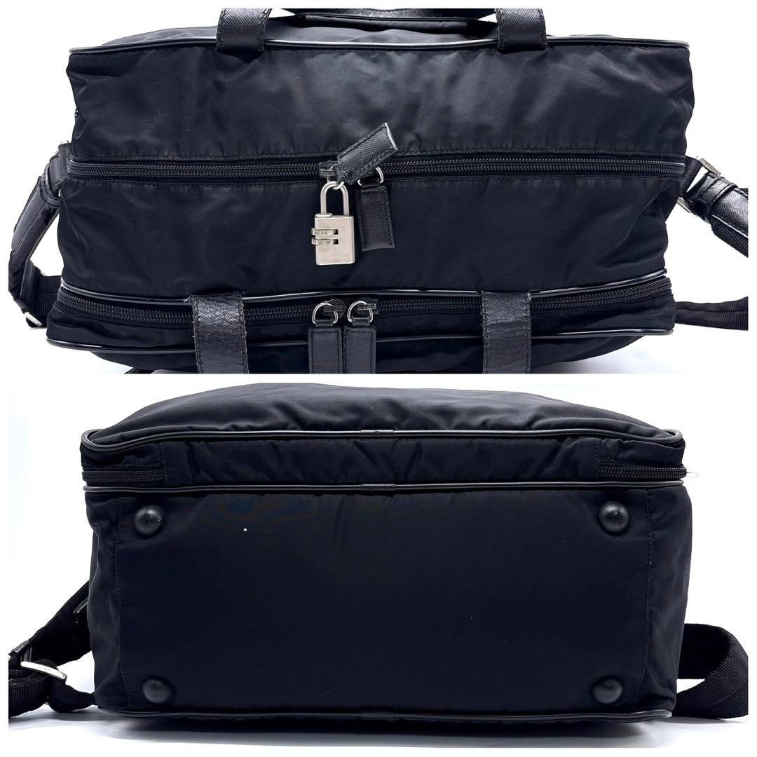 プラダ　ボストンバッグ　2way キャリー　大容量　パドロック　三角ロゴ　黒