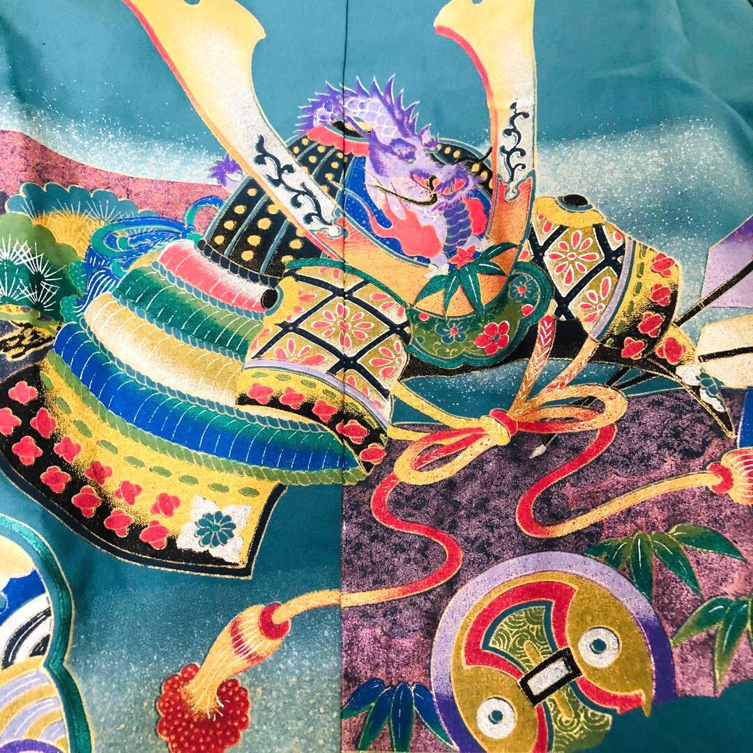 七五三五歳フルセット‼️人気青系兜金彩煌びやか⭐︎袴縞スタイルアップ⭐︎秀品