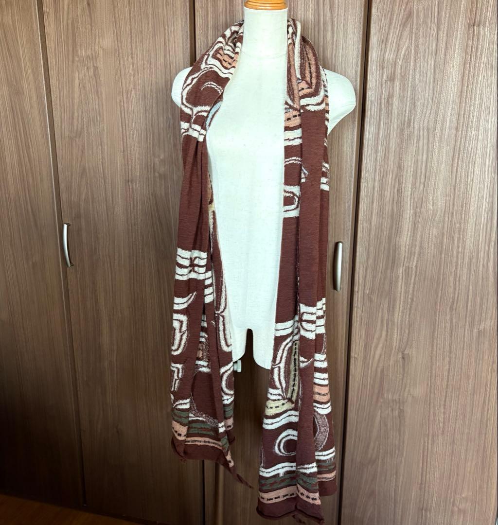 希少　美品　KAPITALマフラー　アイヌ紋様 縮絨ウール　ストール 男女兼用