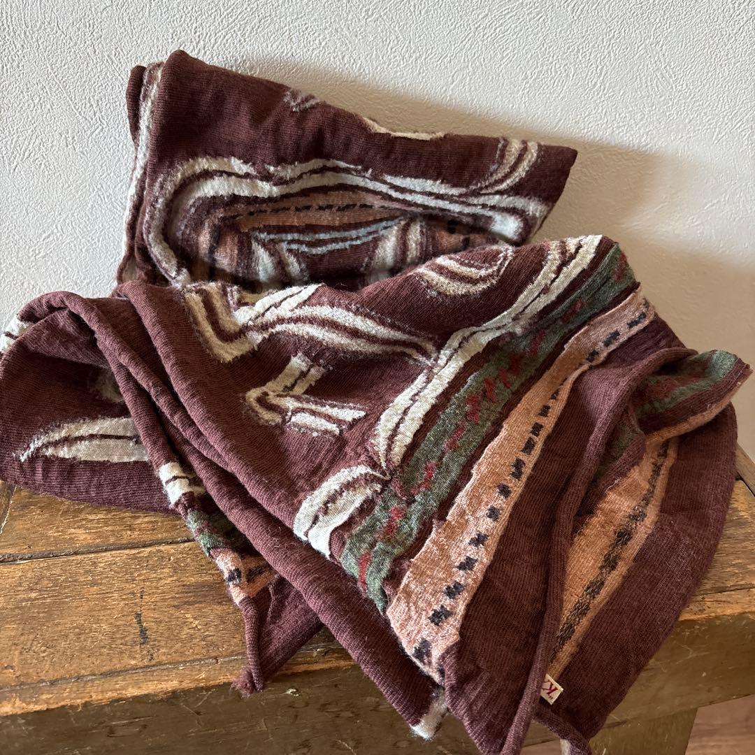 希少　美品　KAPITALマフラー　アイヌ紋様 縮絨ウール　ストール 男女兼用