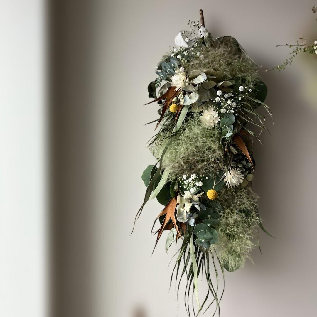 スモークツリー とアンティーク紫陽花のシックな2wayガーランド　クラスペディア