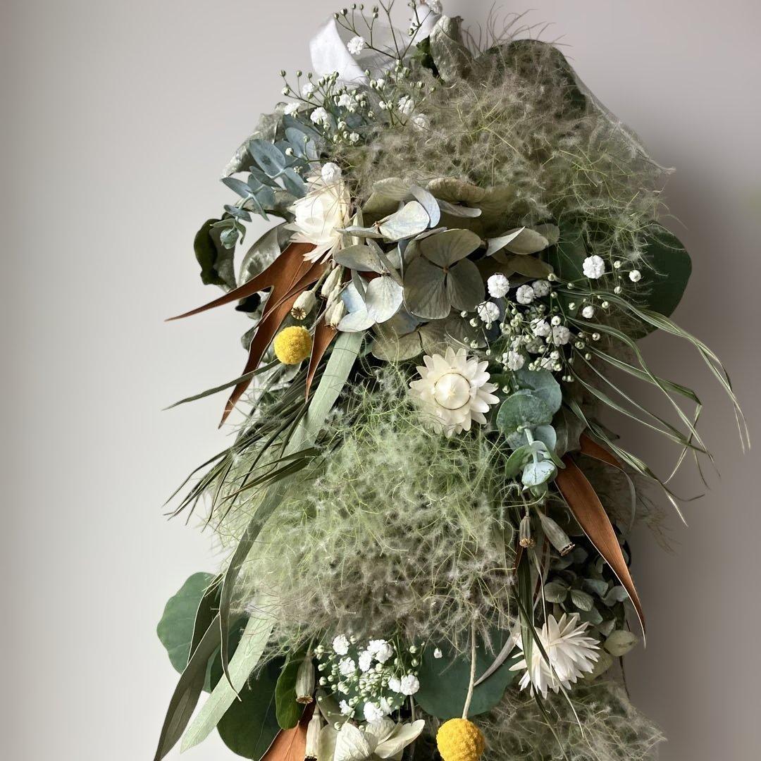 スモークツリー とアンティーク紫陽花のシックな2wayガーランド　クラスペディア