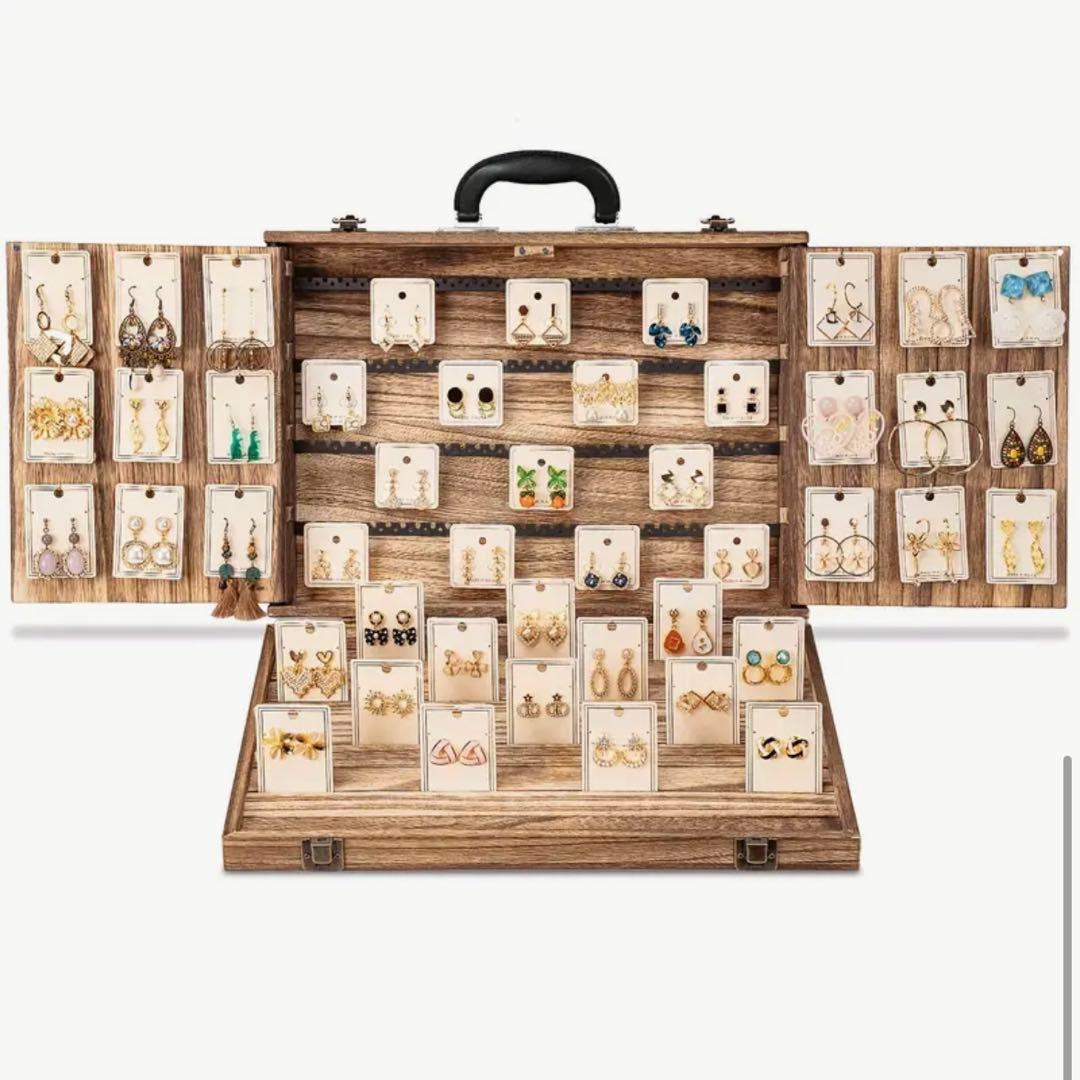 マルシェ・イベント用 木製アクセサリー什器 折りたたみトランク型