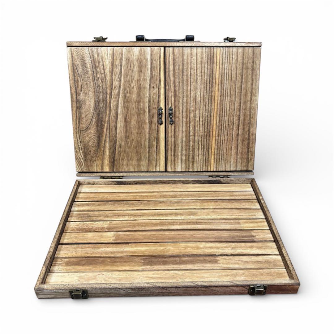 マルシェ・イベント用 木製アクセサリー什器 折りたたみトランク型