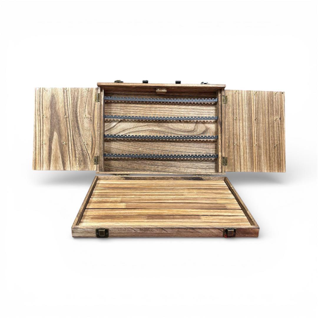 マルシェ・イベント用 木製アクセサリー什器 折りたたみトランク型