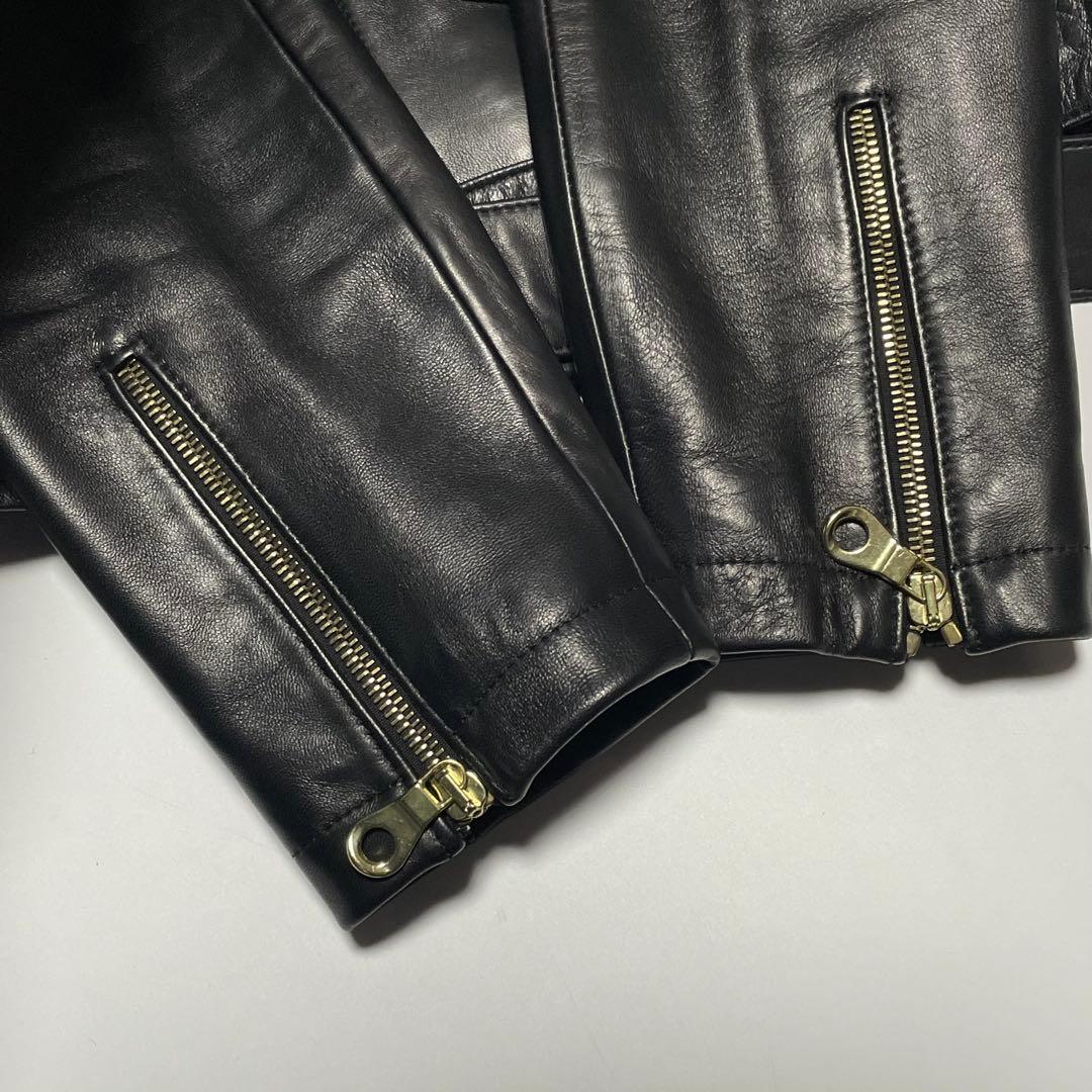 極美品　CINQUANTA　ライダースジャケット　ダブル　黒/ブラック　40　L