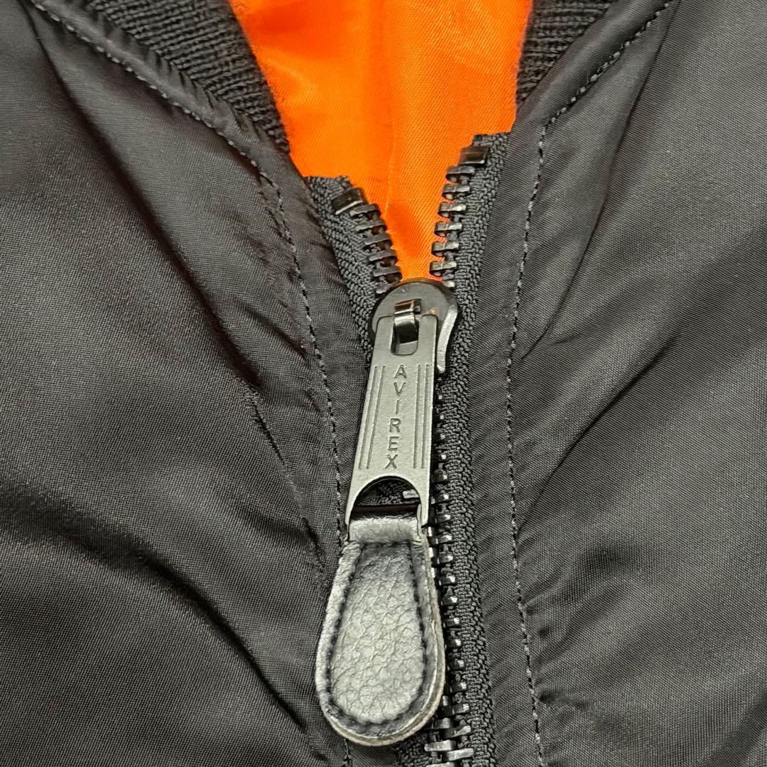 1788　AVIREX　MA-1フライトジャケット　バックロゴ　L　黒　ブラック