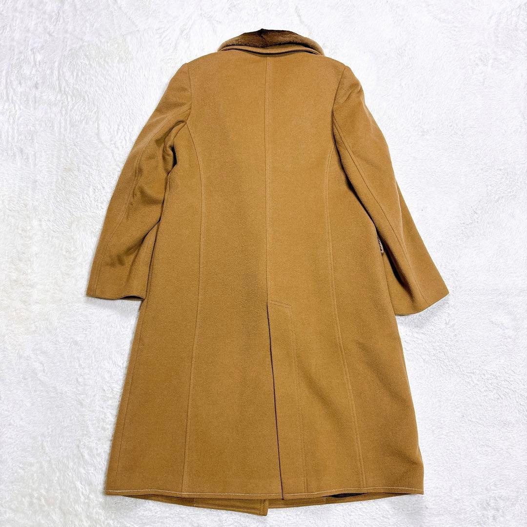 Herno ヘルノ キャメル ロングコート ファー付き 裏地 シルク