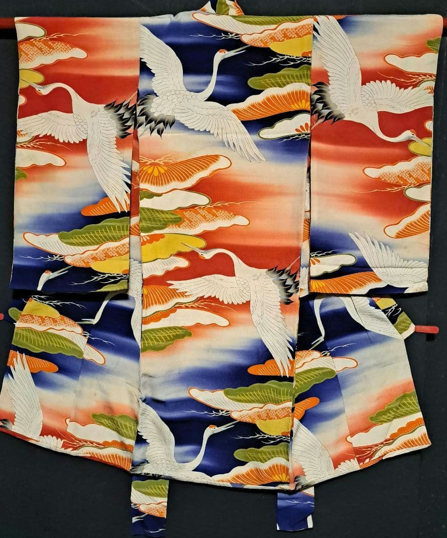 レア柄！錦紗縮緬グラデーションぼかしアンティーク子供着物