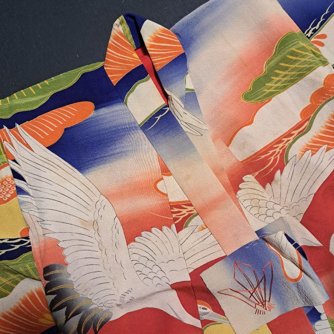 レア柄！錦紗縮緬グラデーションぼかしアンティーク子供着物