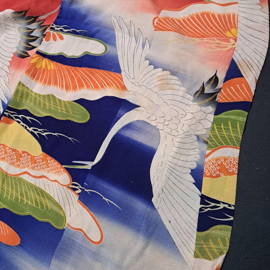 レア柄！錦紗縮緬グラデーションぼかしアンティーク子供着物