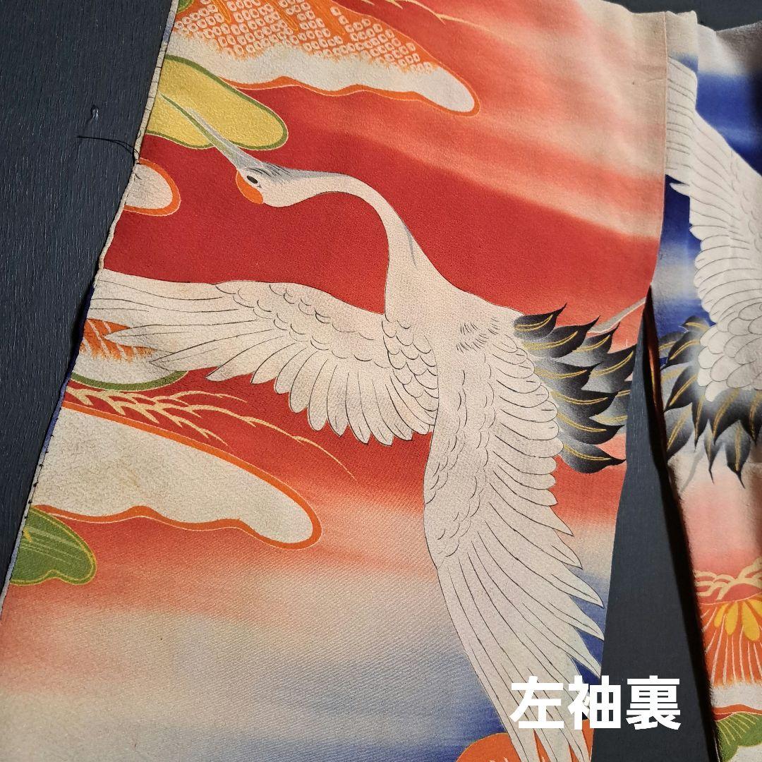 レア柄！錦紗縮緬グラデーションぼかしアンティーク子供着物