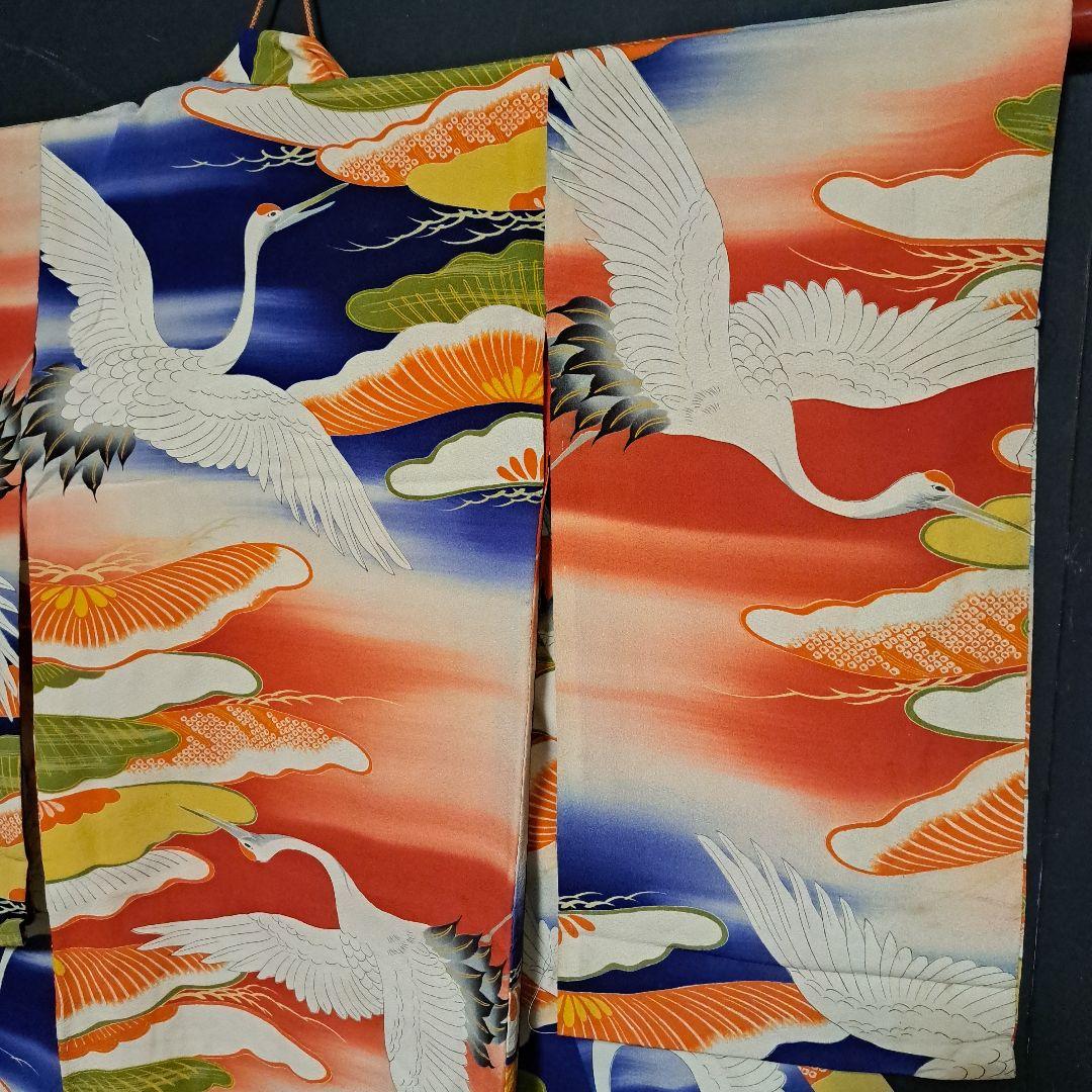 レア柄！錦紗縮緬グラデーションぼかしアンティーク子供着物