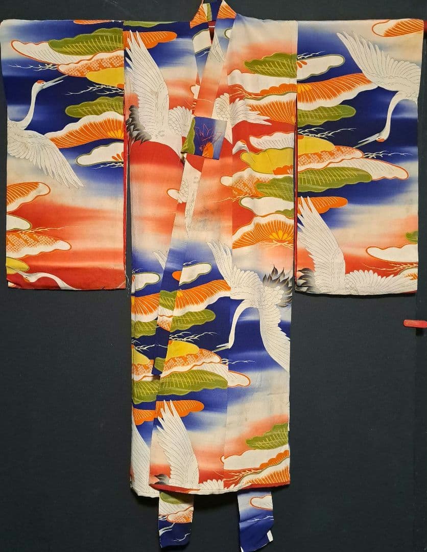 レア柄！錦紗縮緬グラデーションぼかしアンティーク子供着物