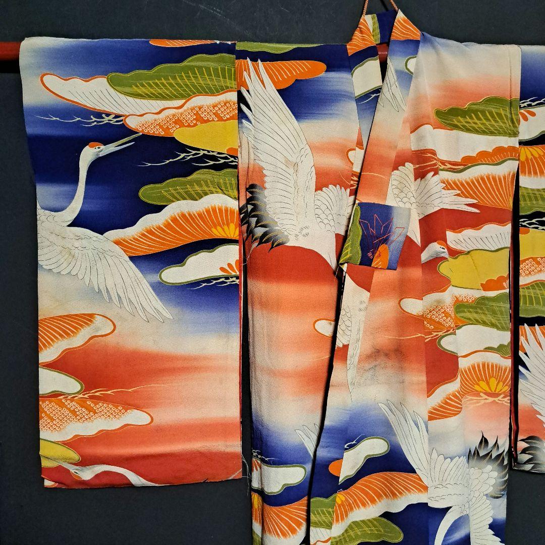 レア柄！錦紗縮緬グラデーションぼかしアンティーク子供着物