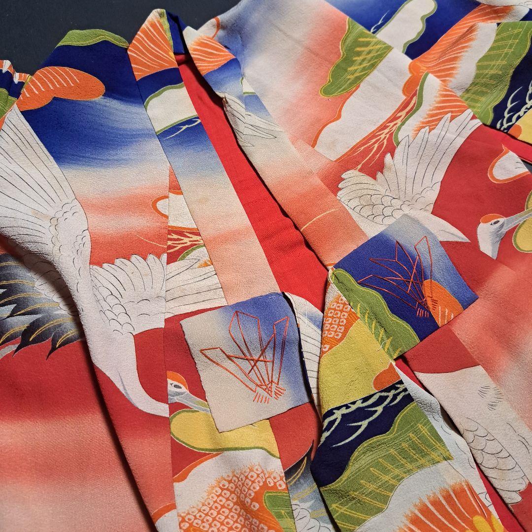 レア柄！錦紗縮緬グラデーションぼかしアンティーク子供着物