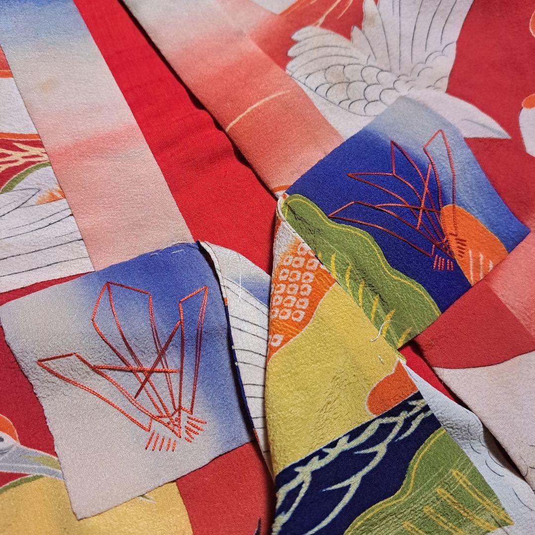 レア柄！錦紗縮緬グラデーションぼかしアンティーク子供着物