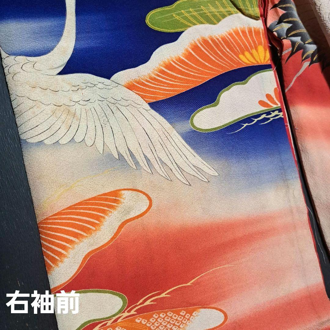 レア柄！錦紗縮緬グラデーションぼかしアンティーク子供着物